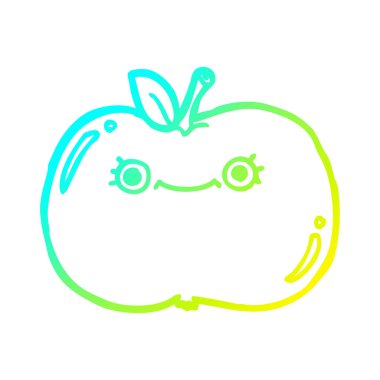 soğuk degrade çizgi çizim sevimli karikatür elma