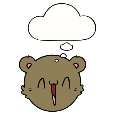 sevimli karikatür oyuncak ayı yüz ve düşünce balonu