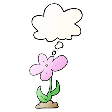 çizgi film çiçek ve pürüzsüz degrade tarzında düşünce balonu