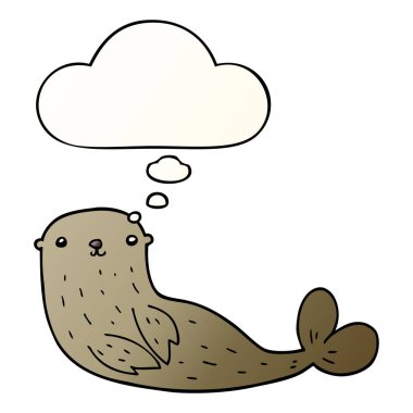 çizgi film mühür ve pürüzsüz degrade tarzında düşünce balonu