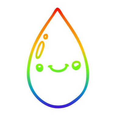 gökkuşağı degrade çizgi çizim karikatür sevimli yağmur damlası