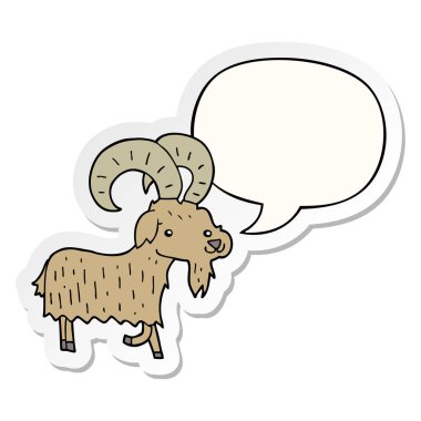 karikatür keçi ve konuşma kabarcık etiket