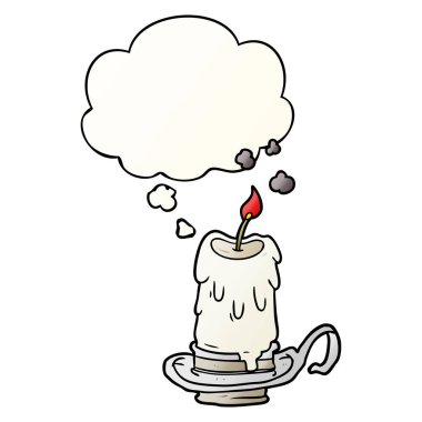 çizgi film ürkütücü mum ve pürüzsüz degrade stil düşünce balonu