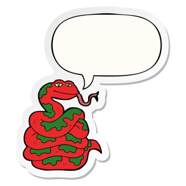 karikatür yılan ve konuşma kabarcık etiket