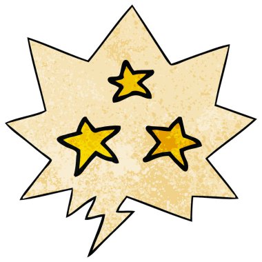 retro doku tarzında karikatür yıldız ve konuşma balonu