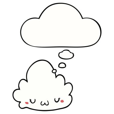 sevimli karikatür bulut ve düşünce balonu
