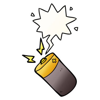 düzgün degrade tarzında karikatür pil ve konuşma balonu