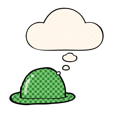 çizgi film bowler şapka ve çizgi roman tarzında düşünce balonu