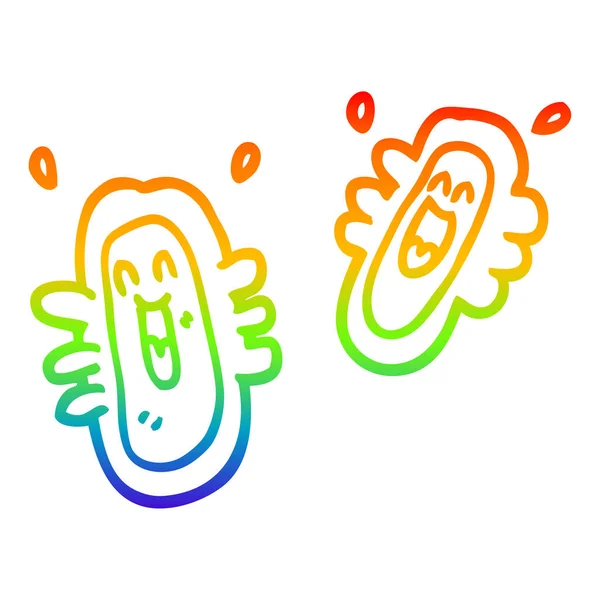 Línea de gradiente arco iris dibujo dibujos animados células sanguíneas — Vector de stock