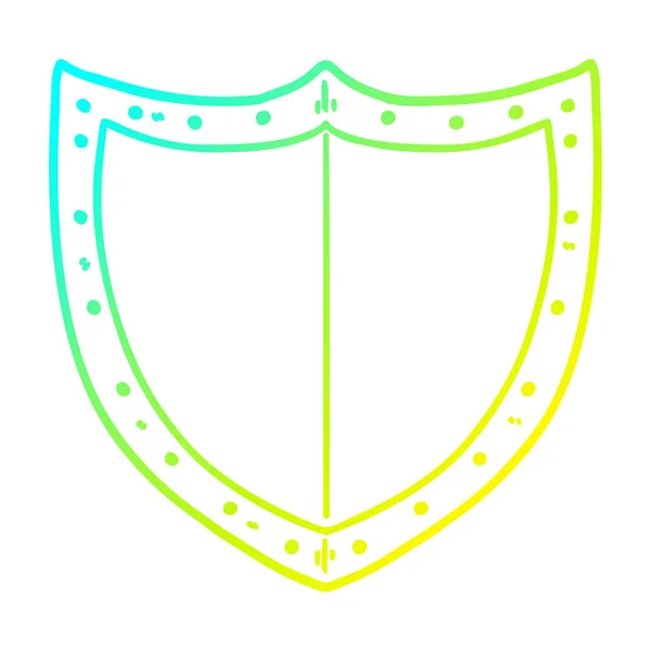 Koude gradiënt lijntekening cartoon Shield — Stockvector