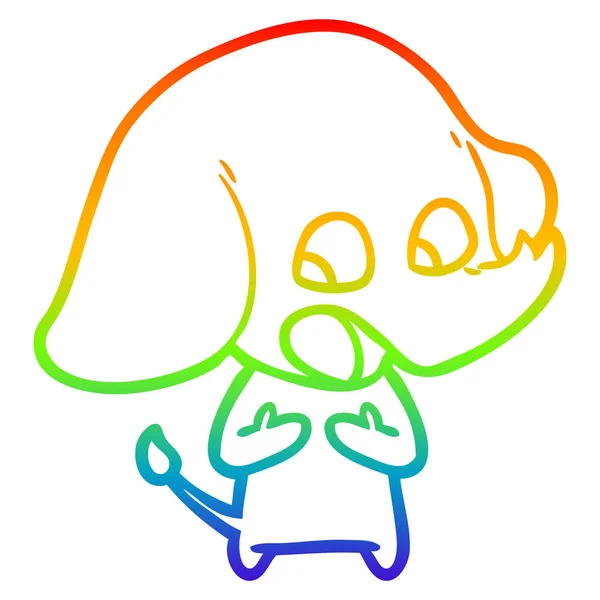 彩虹渐变线绘制可爱的卡通大象 — 图库矢量图片