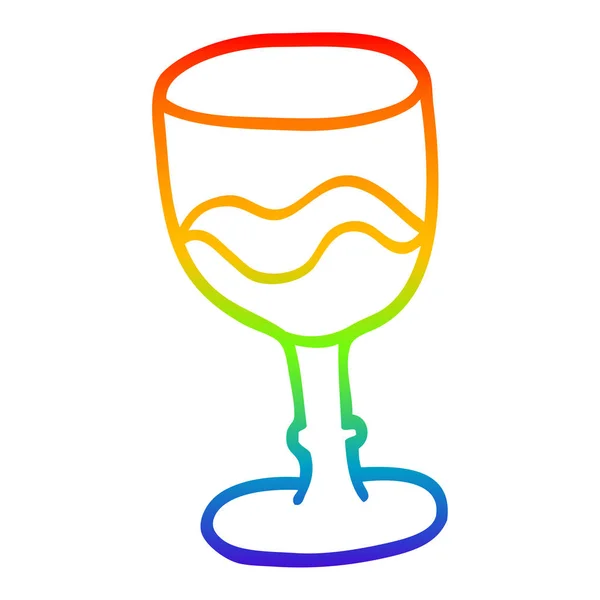 Regenbogen-Gradienten-Linie Zeichnung Cartoon-Glas Rotwein — Stockvektor
