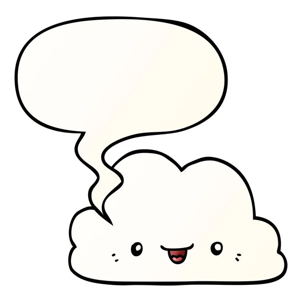 Linda nube de dibujos animados y burbuja del habla en estilo gradiente suave — Vector de stock