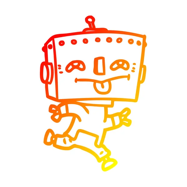 Línea de gradiente caliente dibujo robot de dibujos animados — Archivo Imágenes Vectoriales