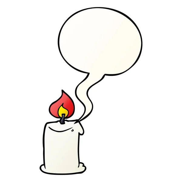 Cartoon-Kerze und Sprechblase im sanften Gradienten-Stil — Stockvektor