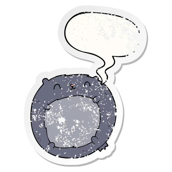 Dibujos animados oso y el habla burbuja angustiado pegatina — Archivo Imágenes Vectoriales
