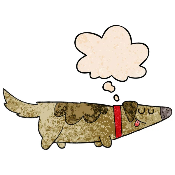 Cartoon hond en dacht bubble in grunge textuur patroon stijl — Stockvector