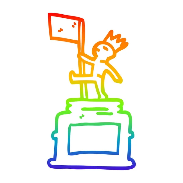 Regenboog gradiënt lijntekening cartoon monument standbeeld — Stockvector