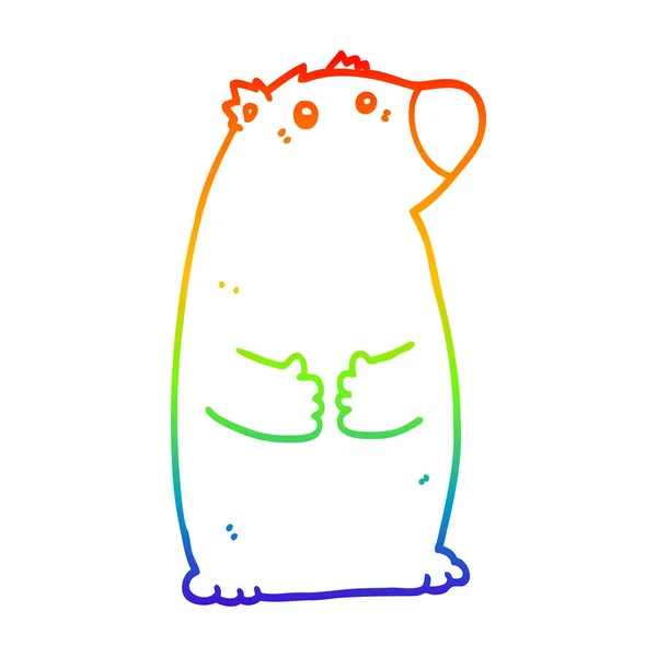 Rainbow gradient linje ritning tecknad film Bear — Stock vektor