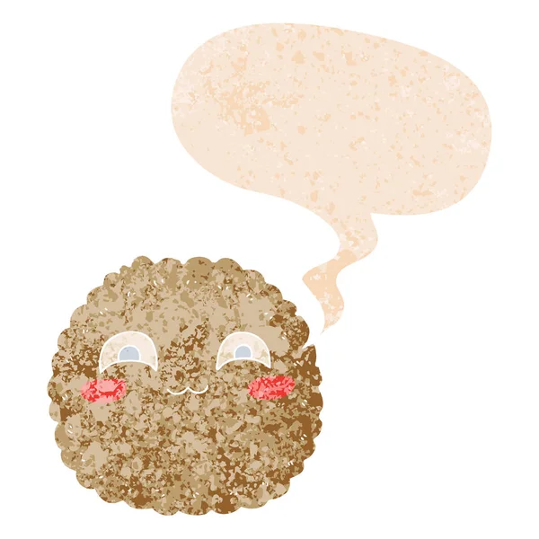 Retro dokulu tarzda karikatür bisküvi ve konuşma balonu — Stok Vektör