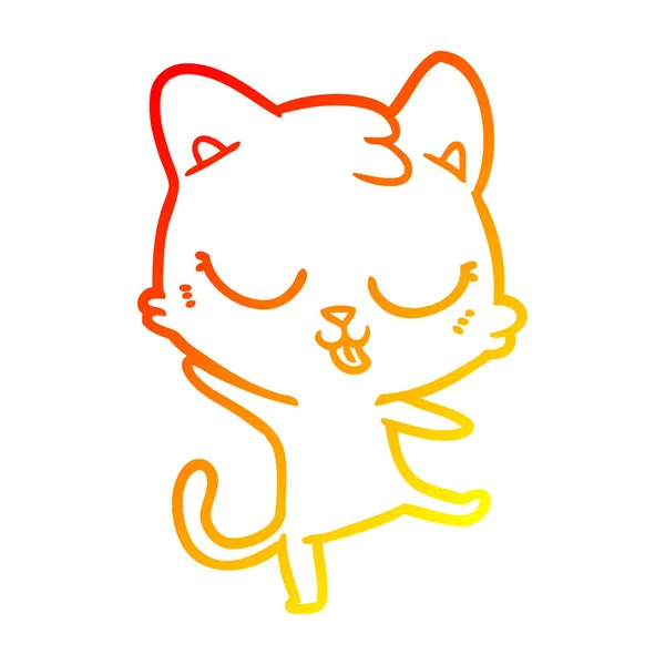 Warme Gradienten Linie Zeichnung Karikatur Katze — Stockvektor