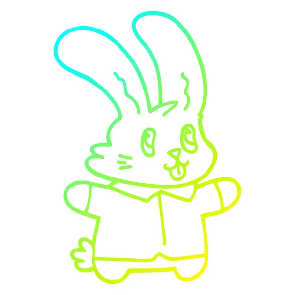 Linea gradiente freddo disegno cartone animato coniglio felice — Vettoriale Stock