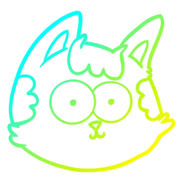 Linha gradiente frio desenho cartoon gato rosto — Vetor de Stock