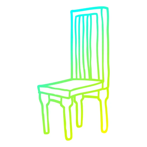 Froid dégradé ligne dessin dessin dessin animé chaise en bois — Image vectorielle