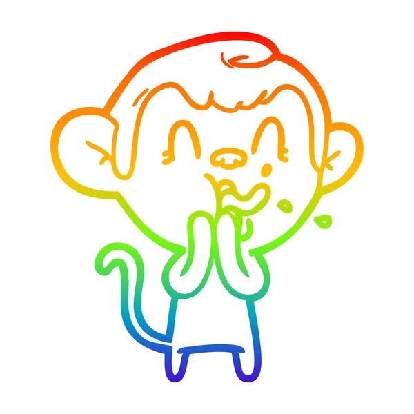 彩虹渐变线绘制疯狂的卡通猴子 — 图库矢量图片