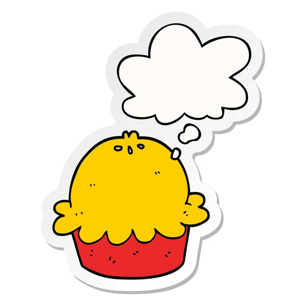 Cartoon Pie en dacht Bubble als een gedrukte sticker — Stockvector