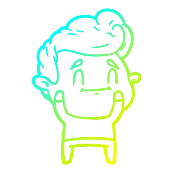 Linea gradiente freddo disegno felice uomo cartone animato — Vettoriale Stock