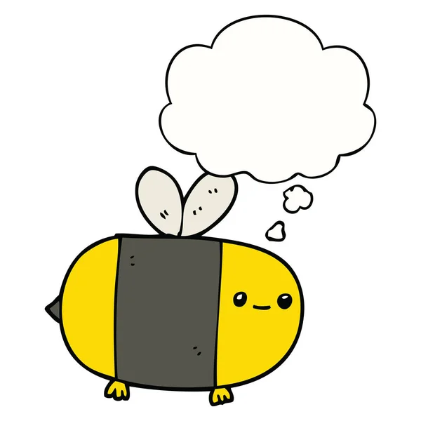 Leuke cartoon Bee en dacht Bubble — Stockvector