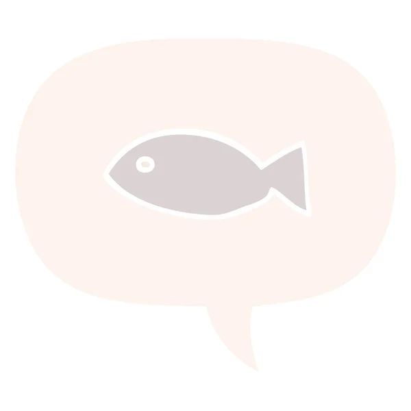 レトロなスタイルで漫画の魚のシンボルとスピーチバブル — ストックベクタ