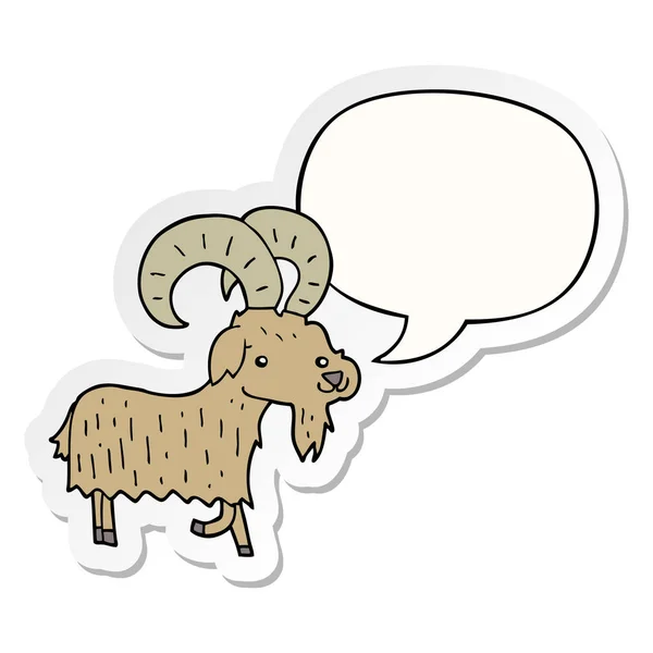 Bande dessinée chèvre et discours bulle autocollant — Image vectorielle