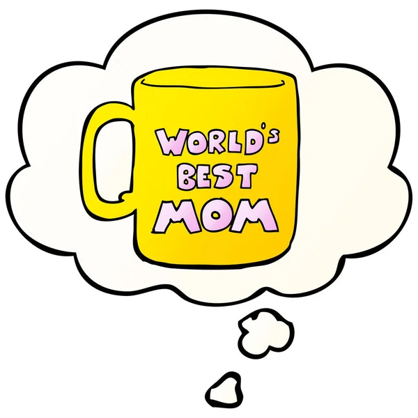 Worlds best mom mug and thought bubble in smooth gradient style — Stock Vector