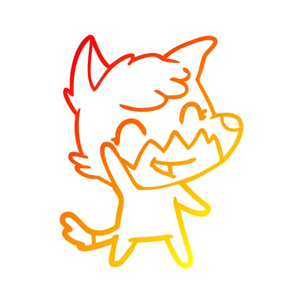Sıcak degrade çizgi çizim mutlu karikatür tilki — Stok Vektör