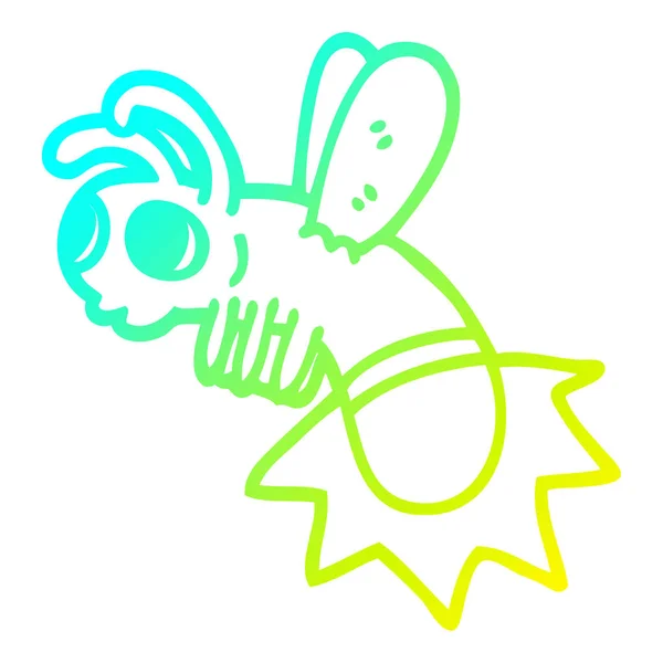 Froid dégradé ligne dessin dessin dessin animé foudre bug — Image vectorielle