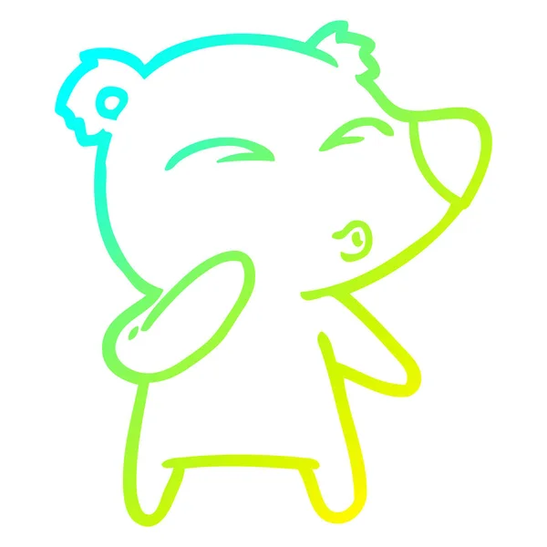 Linea gradiente freddo disegno cartone animato fischio orso — Vettoriale Stock
