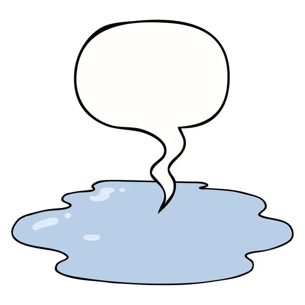 Cartoon puddle of water and speech bubble — Stock Vector