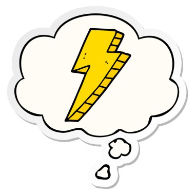 karikatür yıldırım ve baskılı bir etiket olarak kabarcık düşünce
