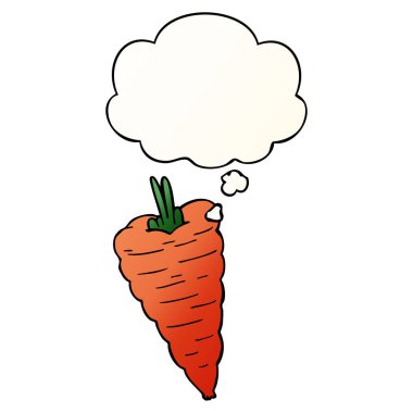 karikatür havuç ve pürüzsüz degrade tarzında kabarcık düşünce