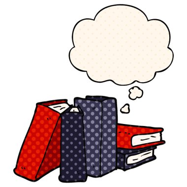 çizgi roman tarzında çizgi film kitapları ve düşünce balonu