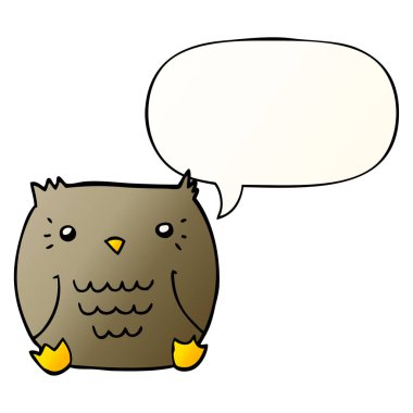 çizgi film baykuş ve konuşma balonu pürüzsüz degrade tarzında