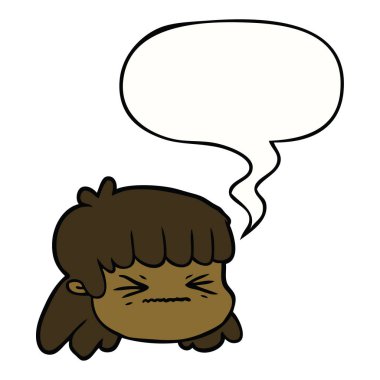 karikatür kadın yüz ve konuşma balonu