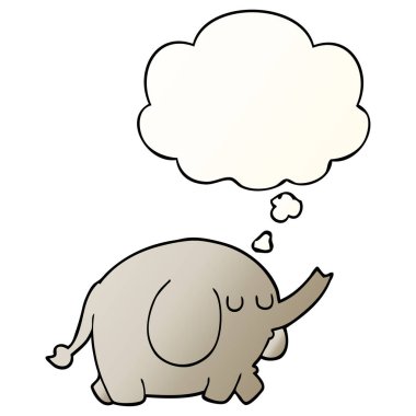 karikatür fil ve pürüzsüz degrade tarzında kabarcık düşünce