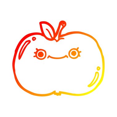 sıcak degrade çizgi çizim sevimli karikatür elma