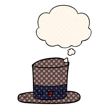 çizgi film üst şapka ve çizgi roman tarzında düşünce balonu