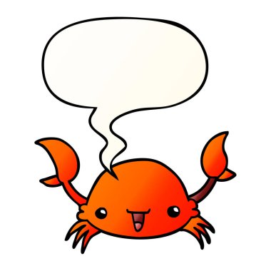 düzgün degrade tarzında karikatür yengeç ve konuşma balonu