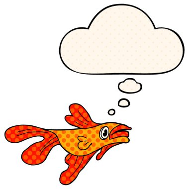 çizgi roman tarzında çizgi film mücadele balık ve düşünce balonu