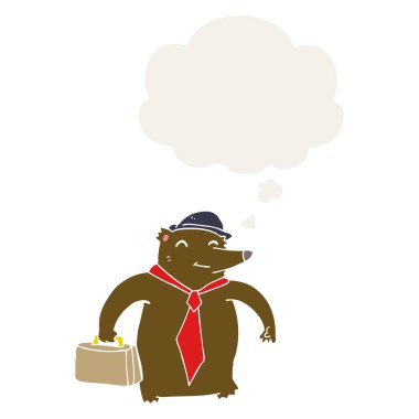 karikatür iş ayı ve retro tarzında düşünce balonu